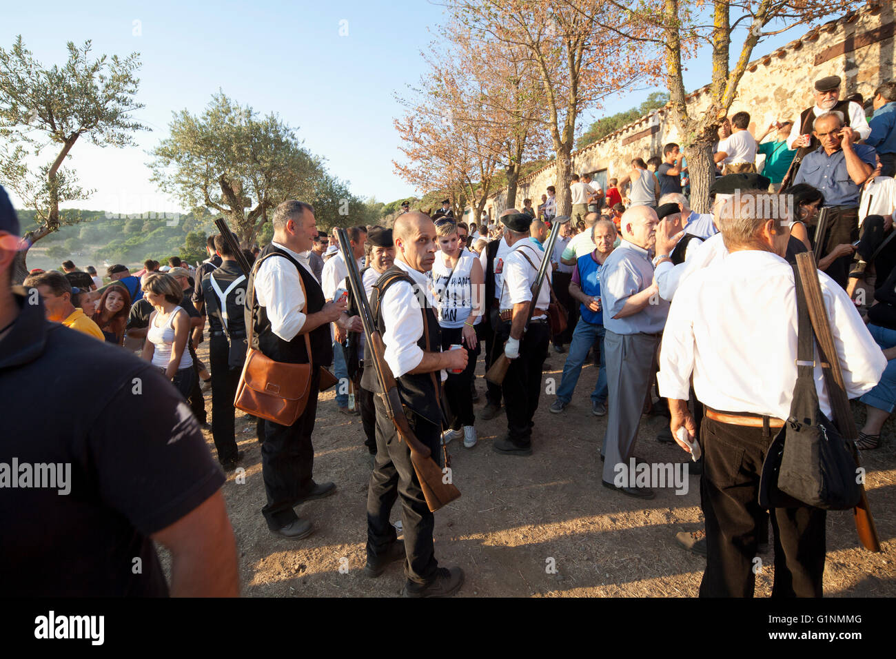 Traditional annual horse race in Sedilo, Sardinia, with a religious background on July 6th 2012. Stock Photo