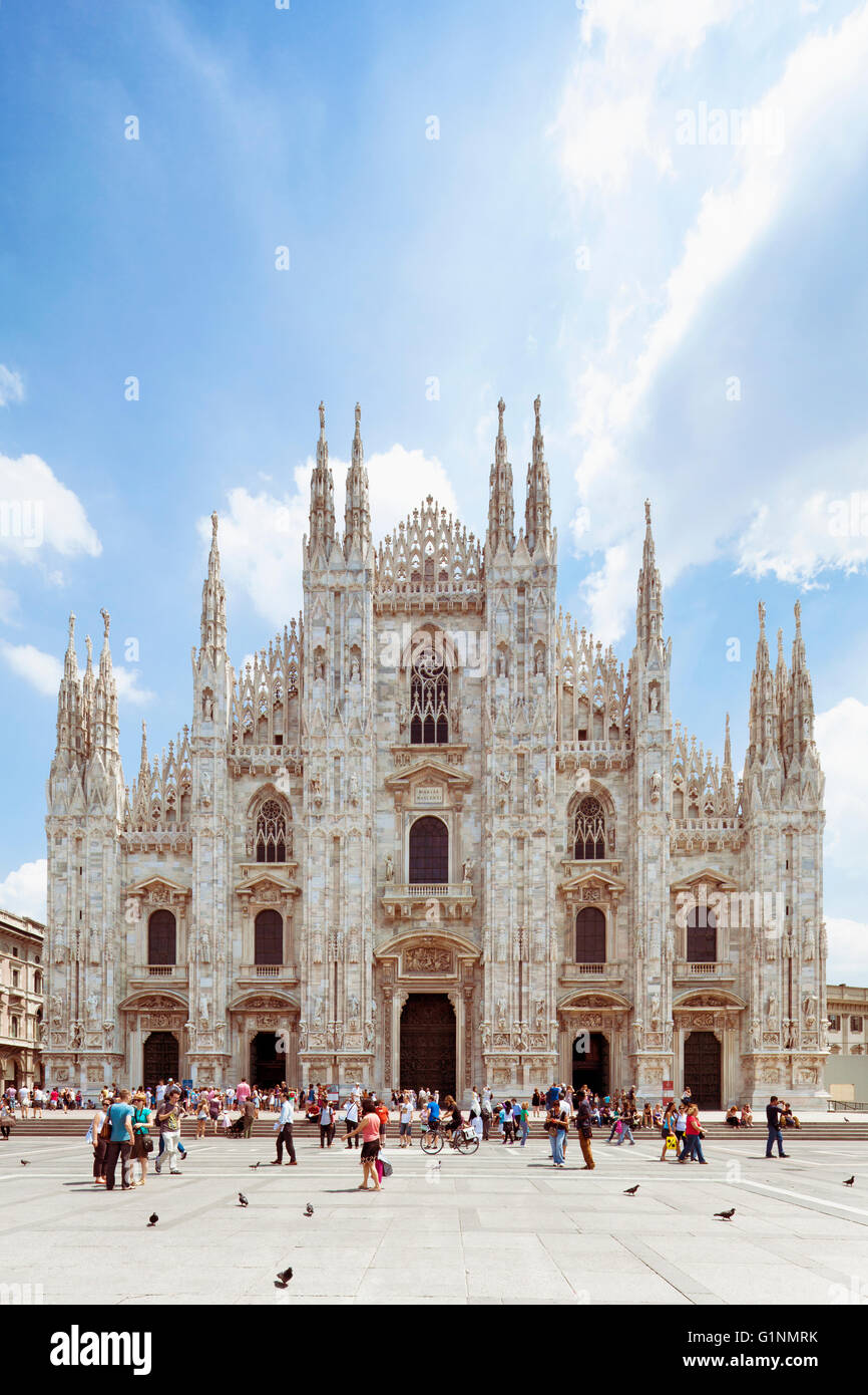 Dome square of Milan with view to the duomo, Italy Stock Photo