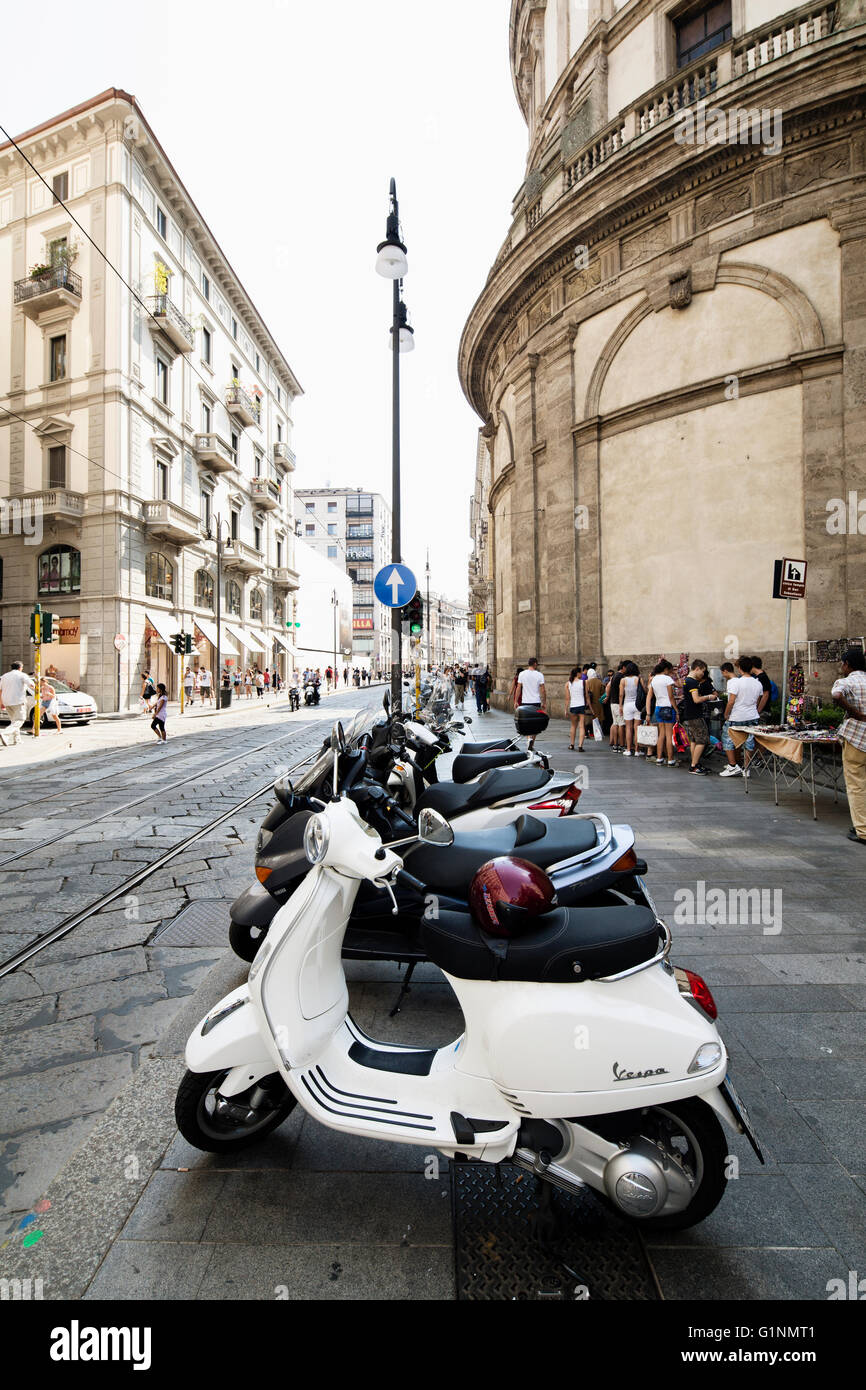 Motor scooters in Milan Stock Photo