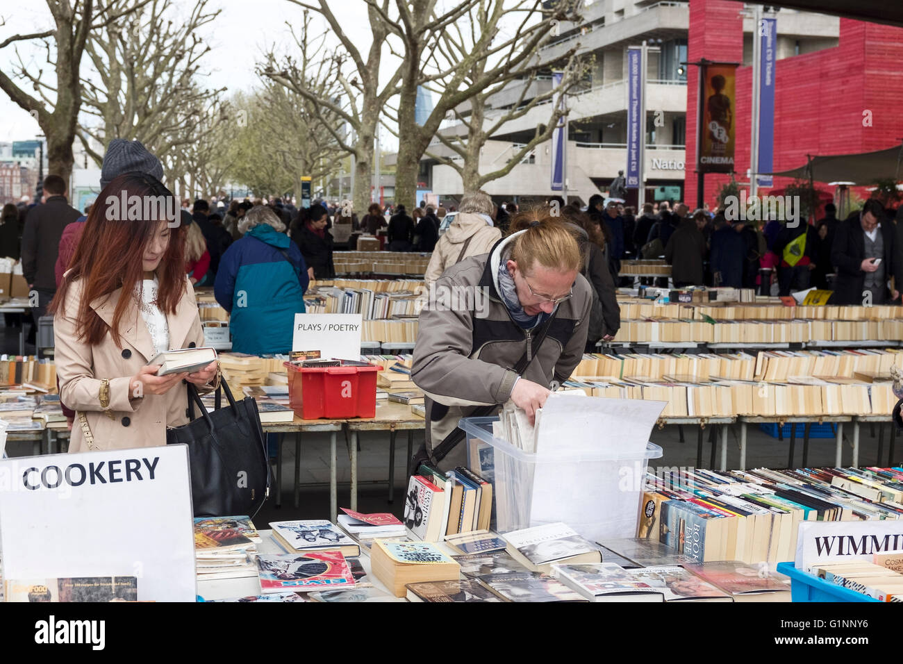 People browsing at the Southbank Centre Book Market in London UK Stock Photo