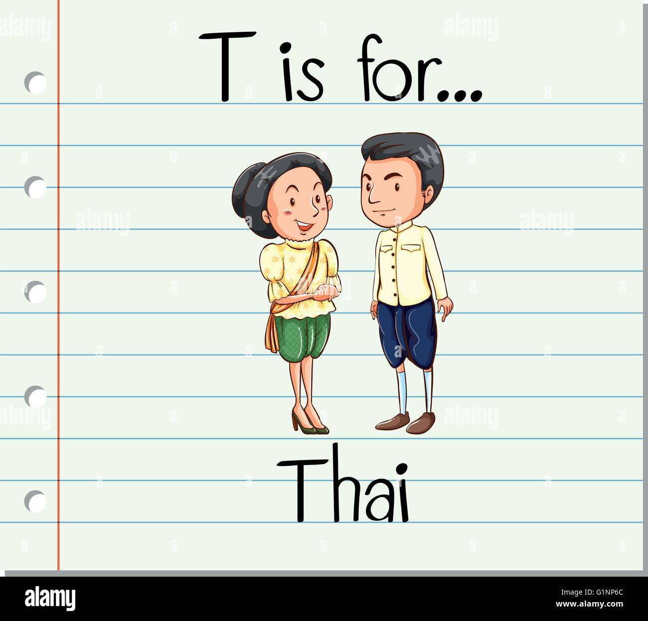 Flashcard letter T is for Thai illustration Stock Vector