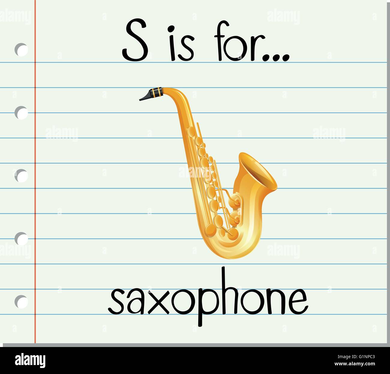 Flashcard letter S is for saxophone illustration Stock Vector Image