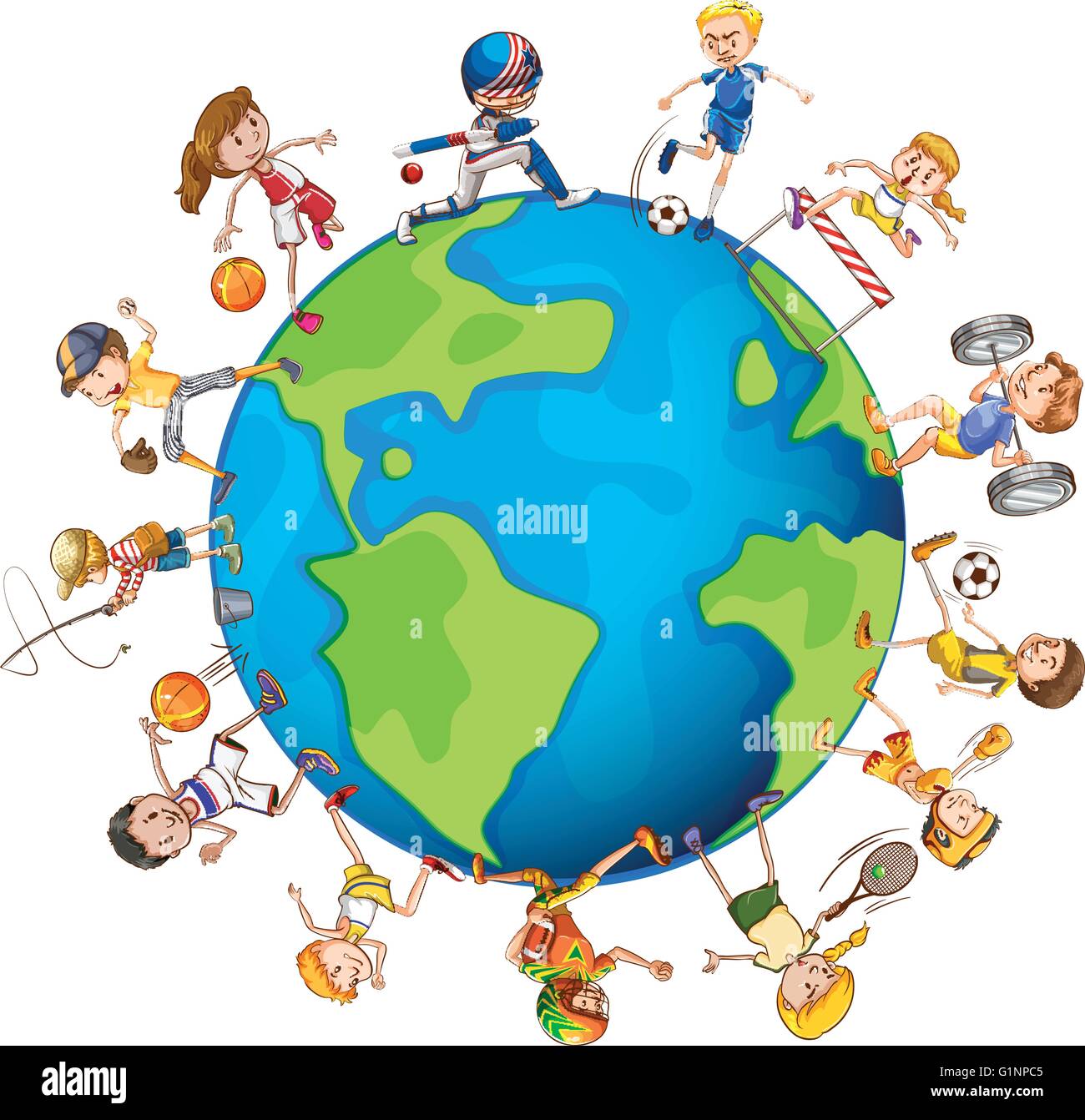 People doing sports around the world illustration Stock Vector Image \u0026 Art  - Alamy, image size:1300x1342