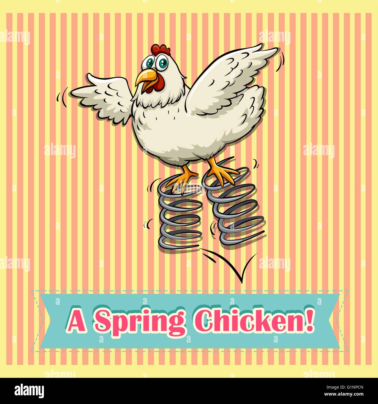 Idiom saying a spring chicken Stock Vector