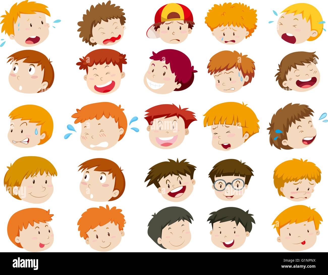 Boys head with different emotions illustration Stock Vector Image & Art