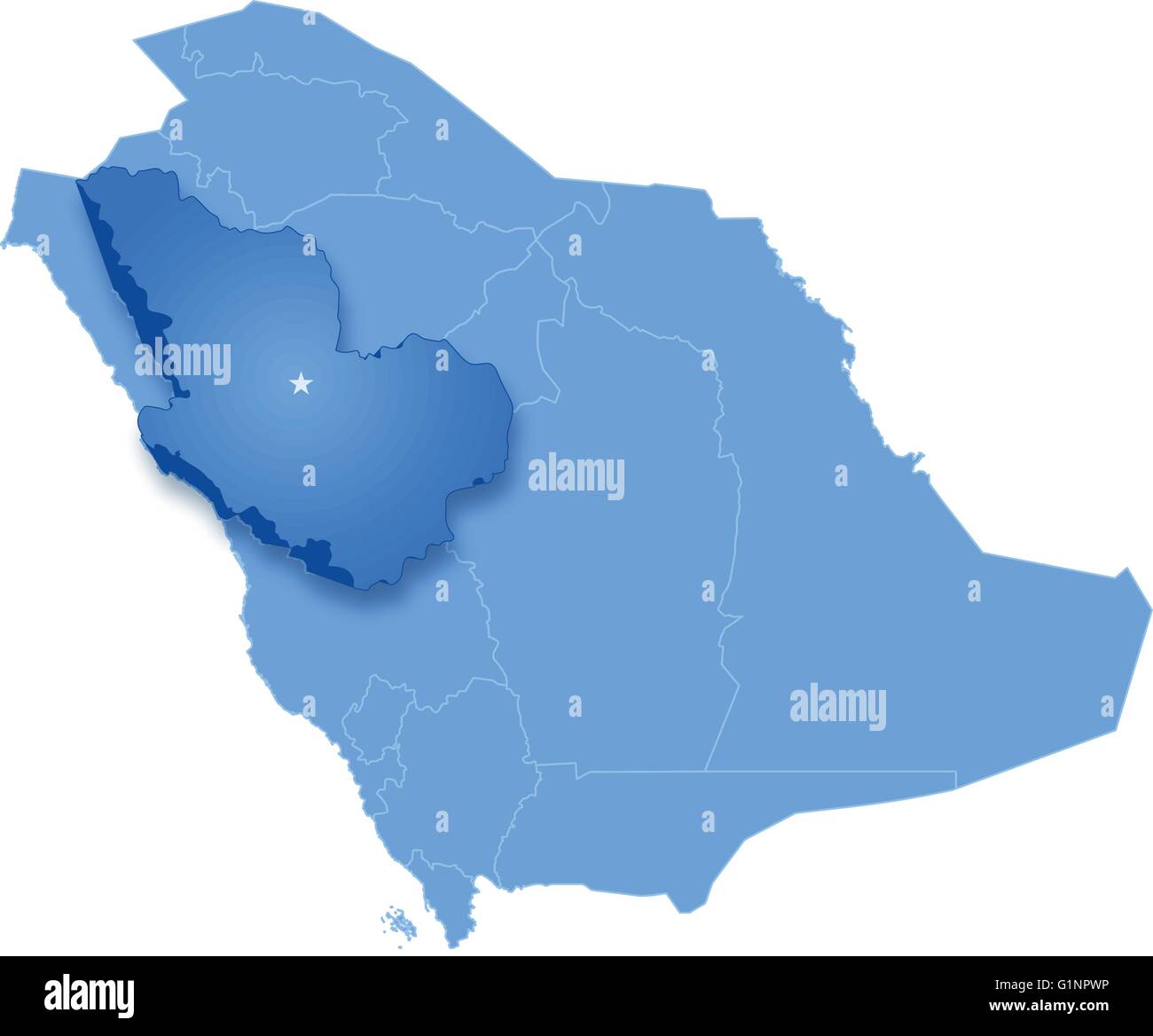 Map Of Saudi Arabia The Region Al Madinah Is Pulled Out Isolated On White Background Stock Vector Image Art Alamy