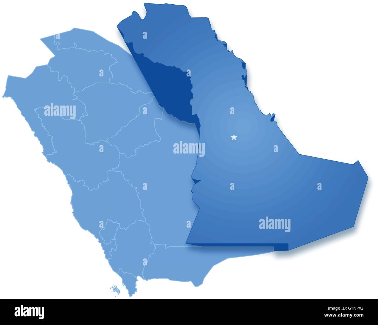 Map of Saudi Arabia, the region Eastern Province is pulled out, isolated on white background Stock Vector