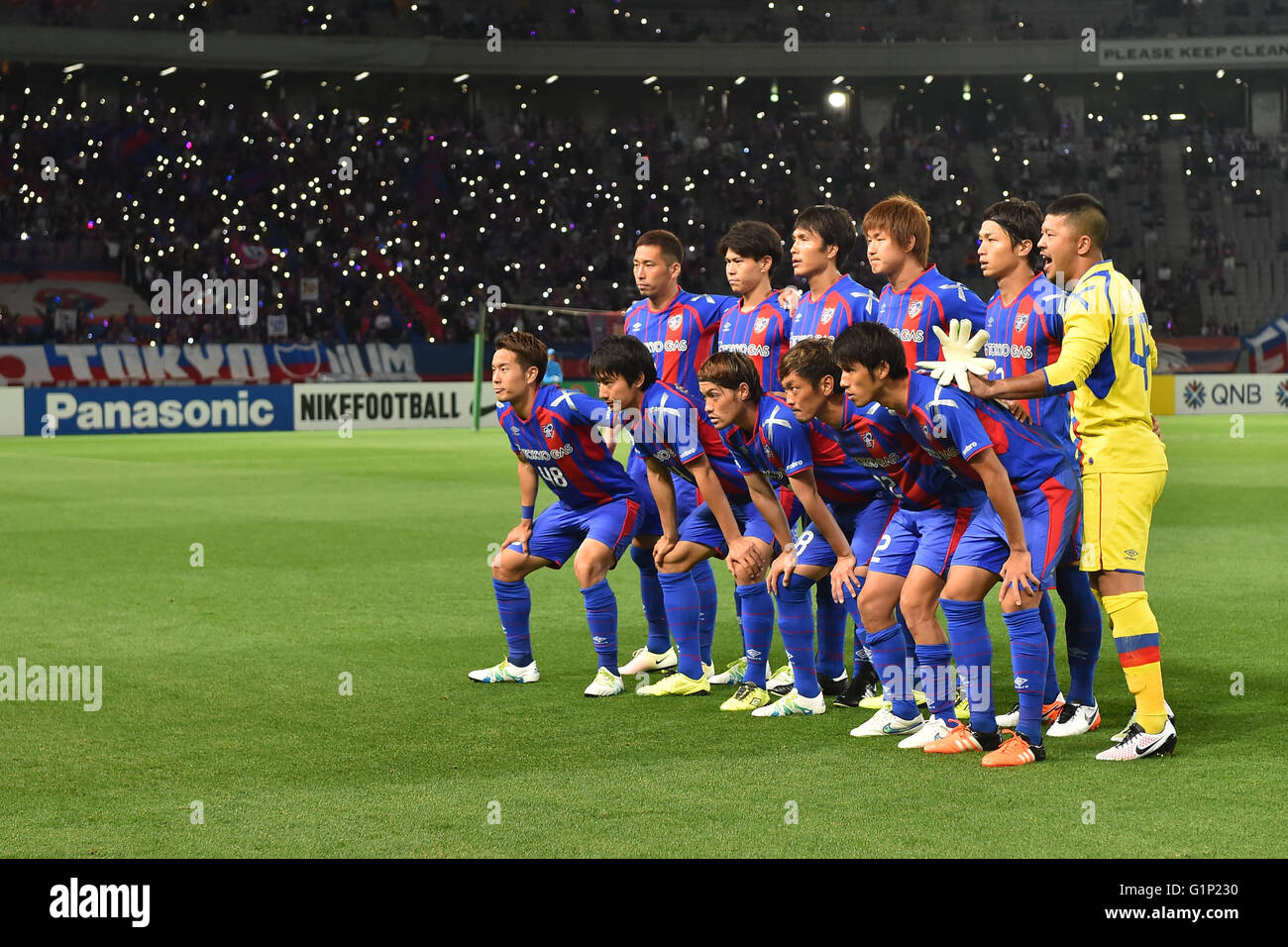 FCFC Tokyo team group line-up, MAY 17, 2016 - Football / Soccer : AFC Champions League 2016 round of 16 1st leg match between FC Tokyo 2-1 Shanghai SIPG at Tokyo Stadium in Tokyo, Japan. (Photo by AFLO) Stock Photo