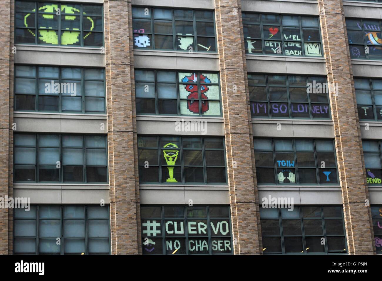 Post-it notes war breaks out in New York City Stock Photo