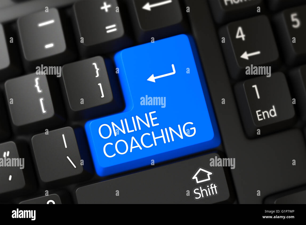 Blue Online Coaching Button on Keyboard Stock Photo - Alamy