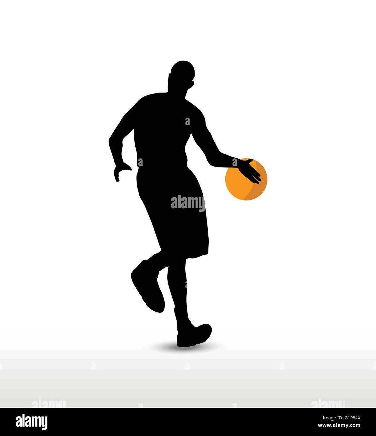 vector image - basketball player silhouette in drible pose, isolated on white background Stock Vector