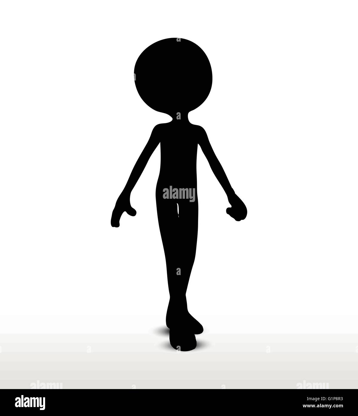 3d Man Silhouette, Isolated On White Background, Walking Stock Vector 