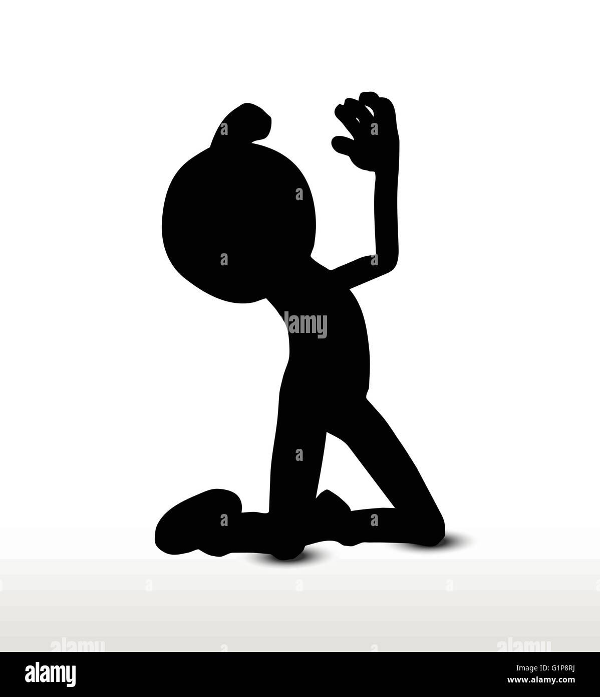3d man silhouette, isolated on white background, begging Stock Vector ...