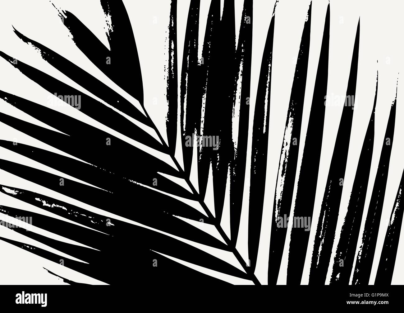 Palm leaf silhouette in black on cream background. Modern poster, card, flyer, t-shirt, apparel design. Stock Vector