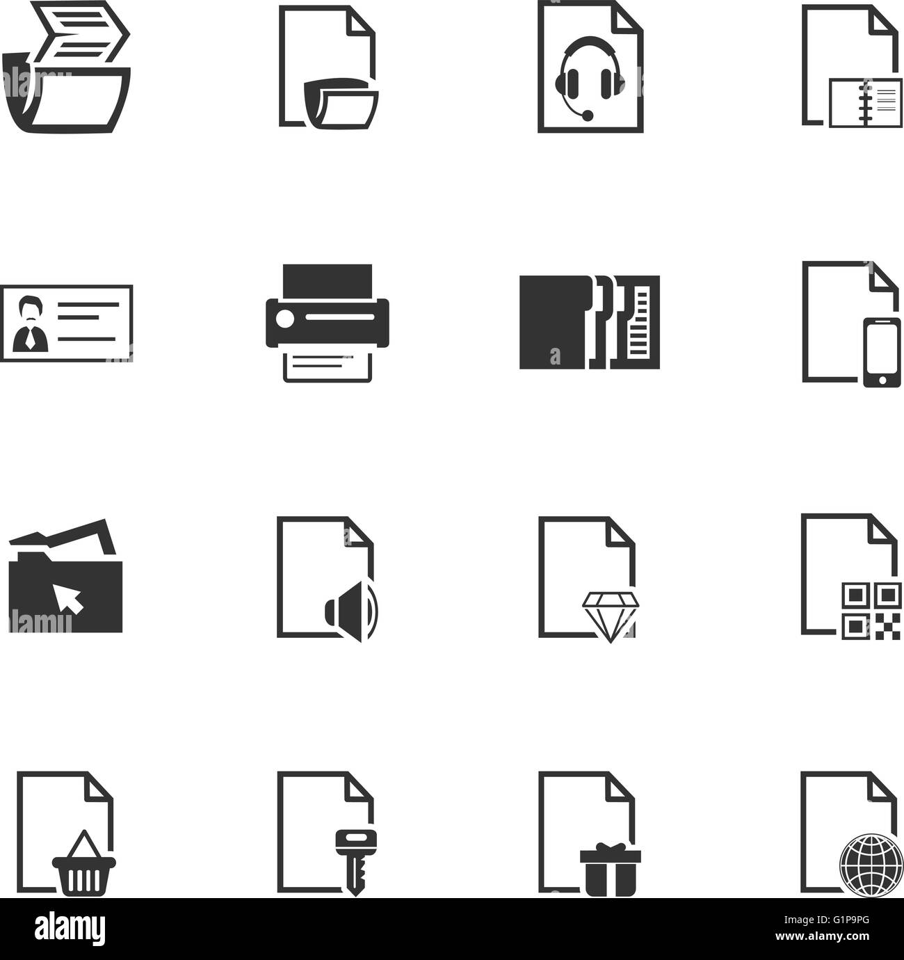 Documents icons black symbol Black and White Stock Photos & Images - Alamy