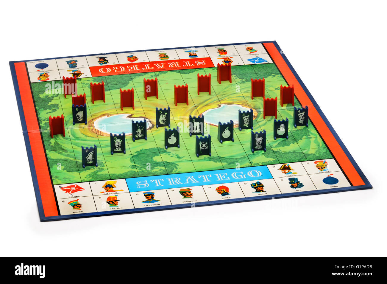 Stratego board game with pieces Stock Photo