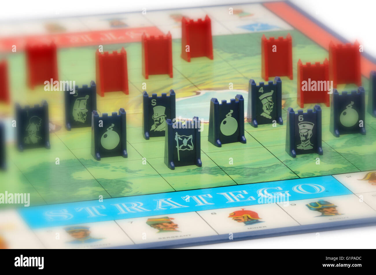 Stratego board game with pieces Stock Photo