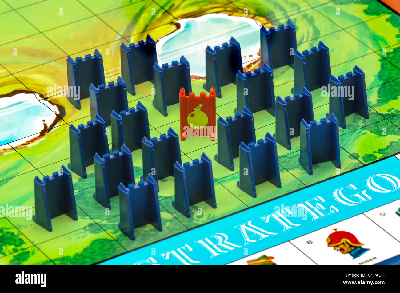 Stratego board game with pieces Stock Photo