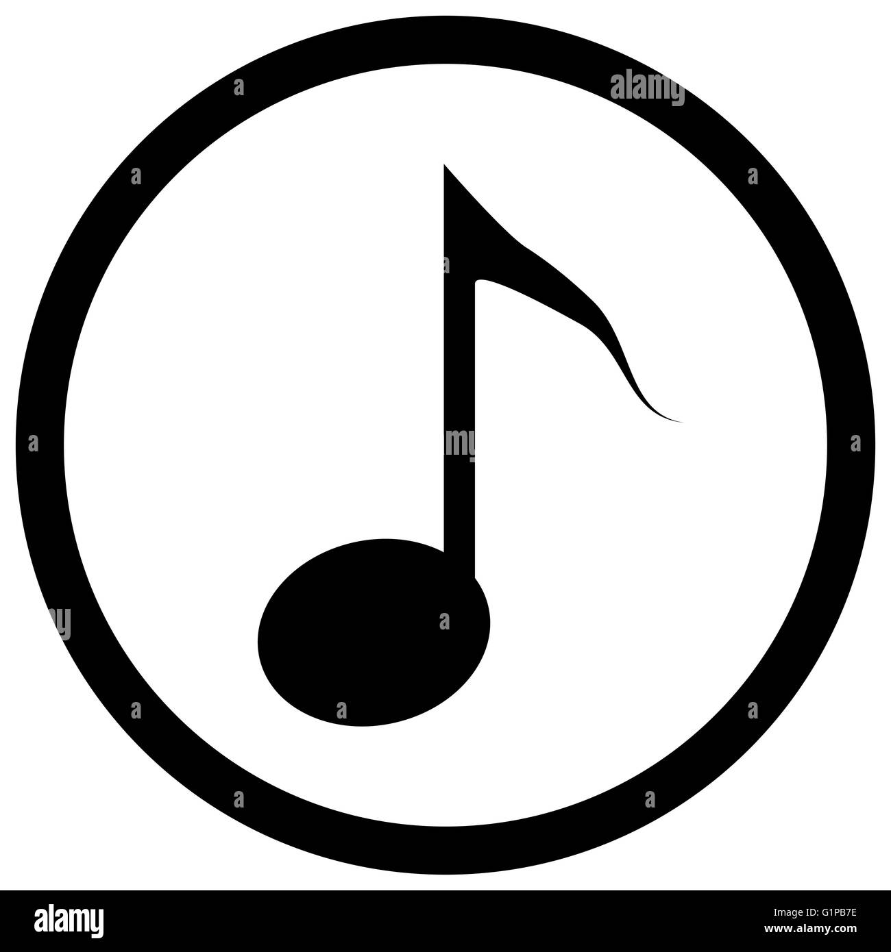 Note icon black. Music notes, and musical icon or symbol tune, outline tone. Vector flat design illustration Stock Photo