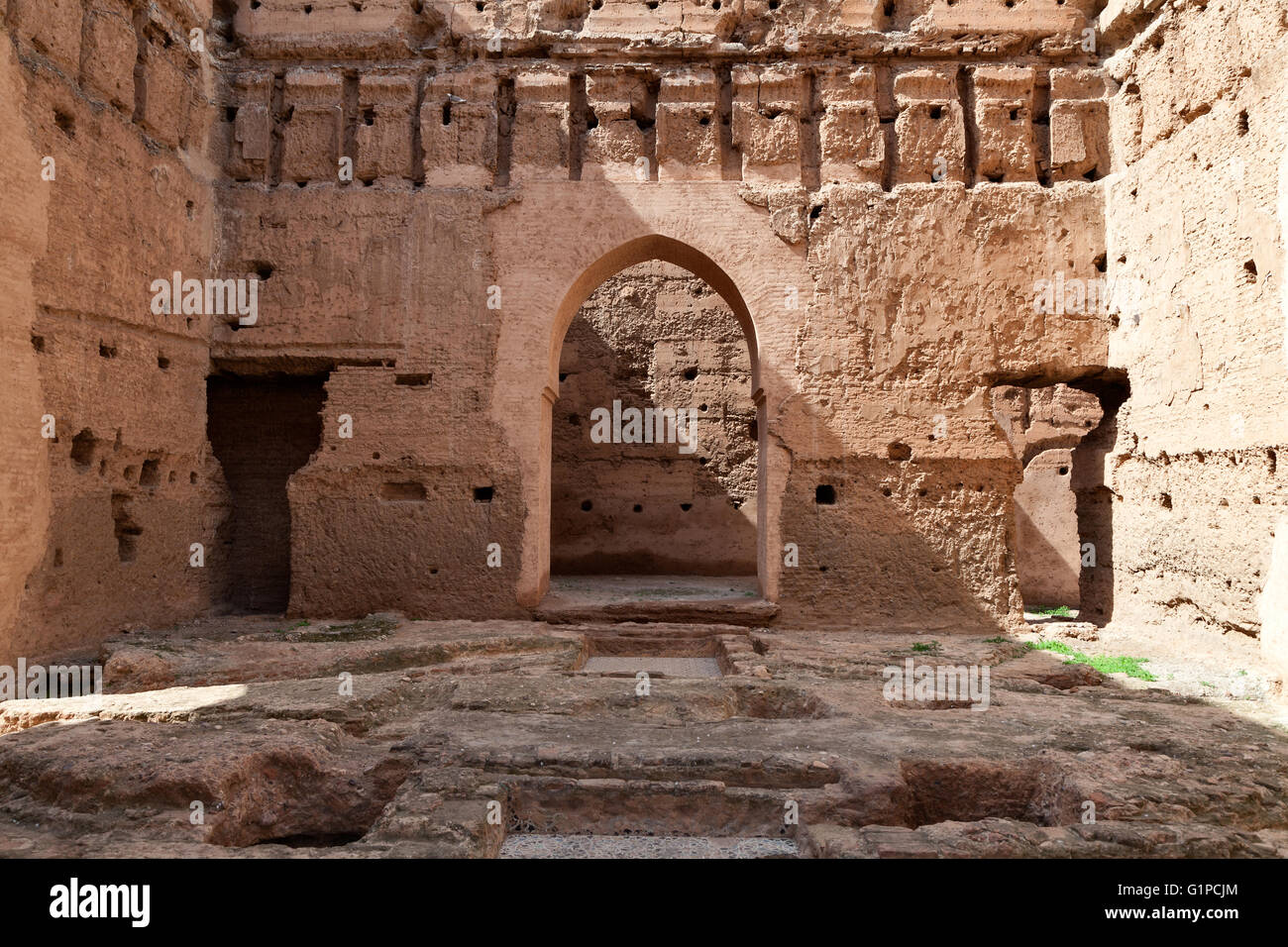 Detail of El Badi Palace, Marrakesh, Morocco Stock Photo
