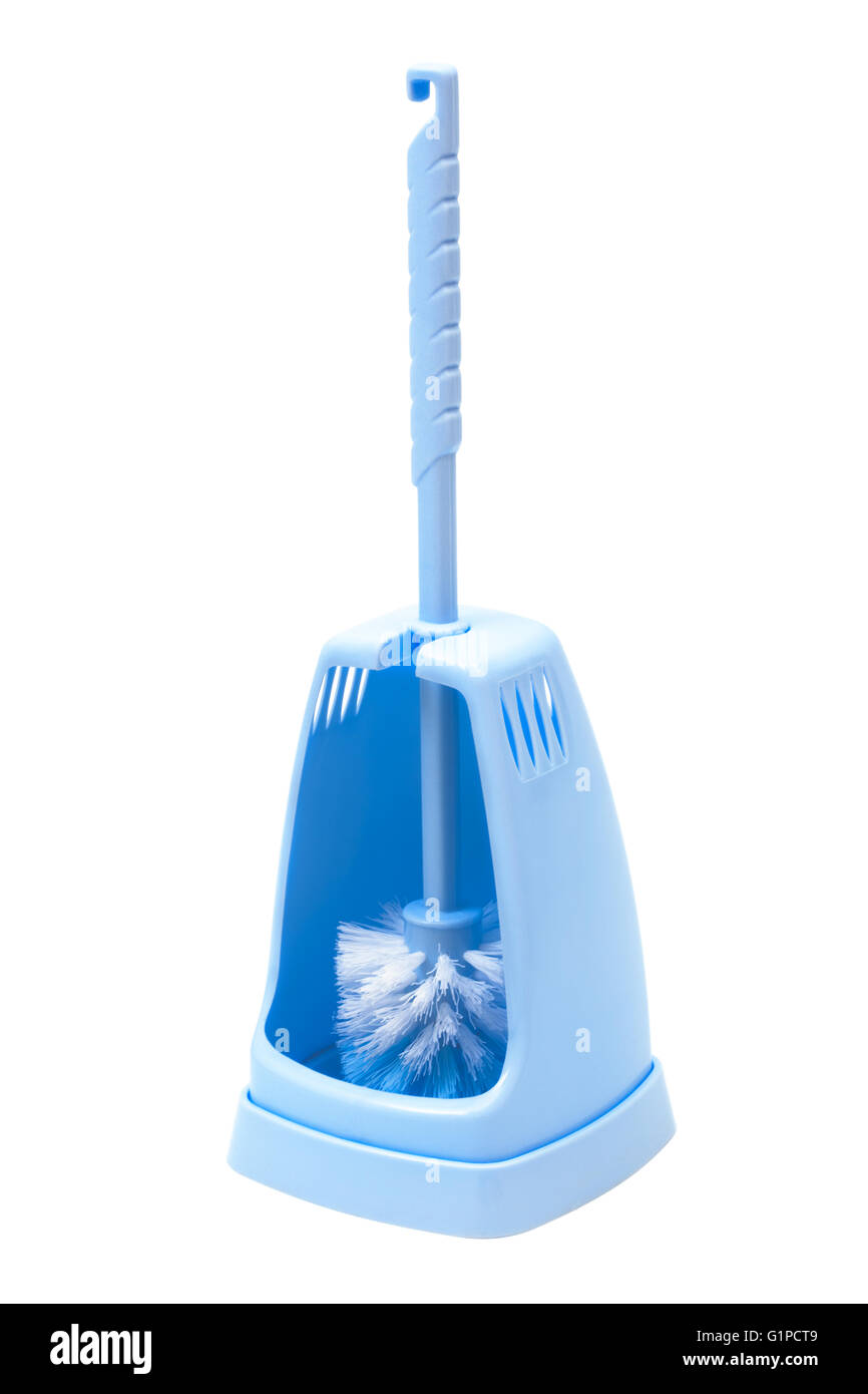 blue toilet brush on a white background Stock Photo - Alamy