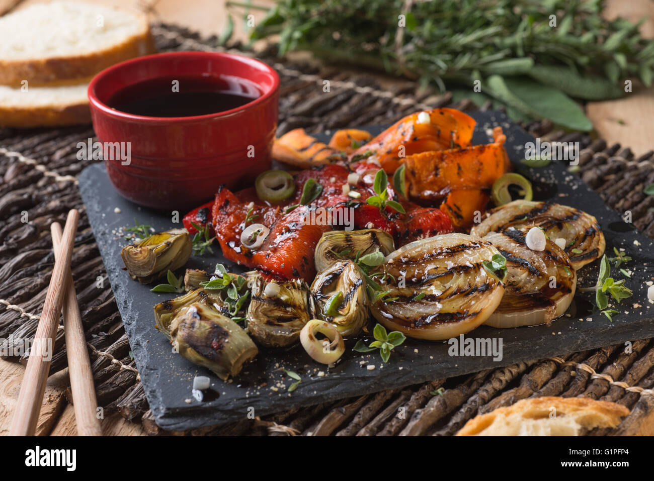 Vegetables on griddle hi-res stock photography and images - Alamy