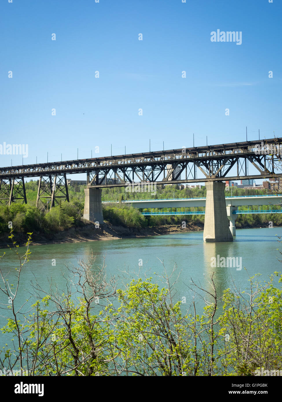 A view of the High Level Bridge and North Saskatchewan River in