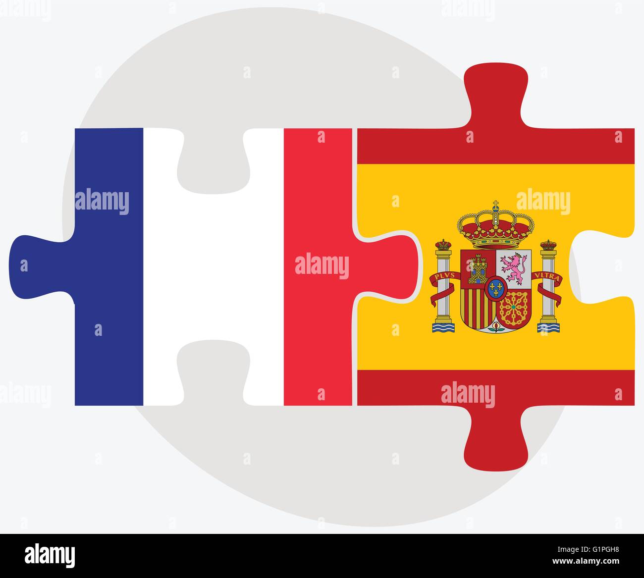 France and Spain Flags in puzzle isolated on white background Stock ...