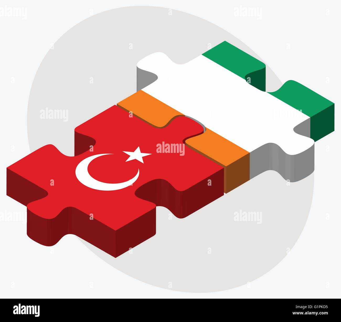 Turkey and Cote Divoire Flags in puzzle isolated on white background ...