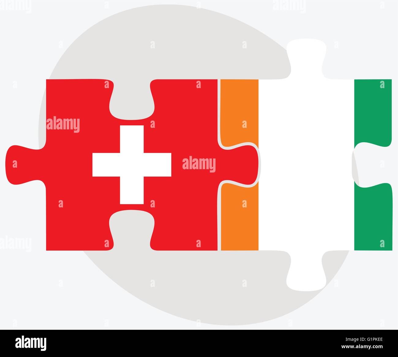 Switzerland and Cote Divoire Flags in puzzle isolated on white ...