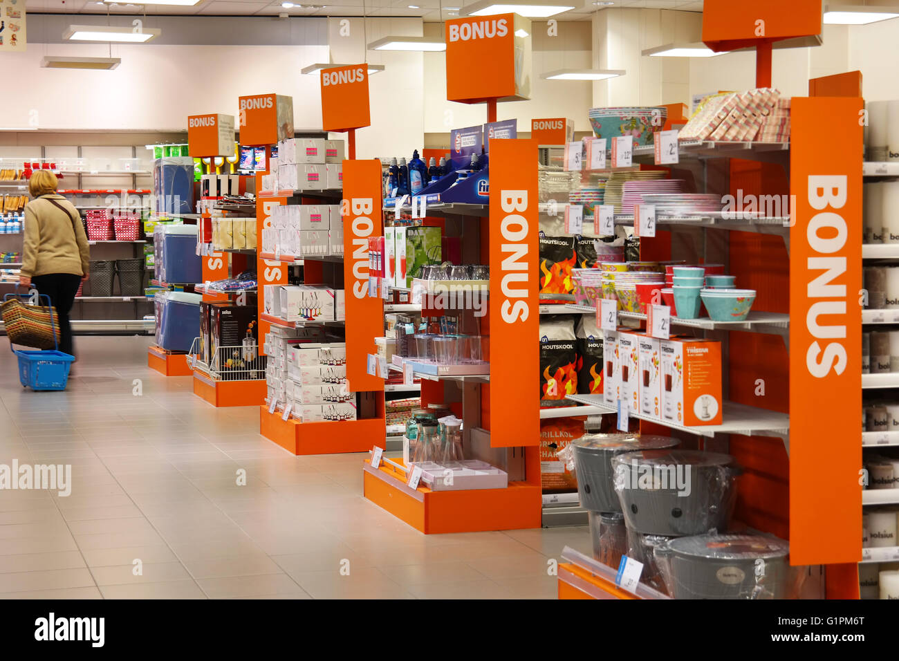 Non-food department of an Albert Heijn XL Supermarket Stock Photo