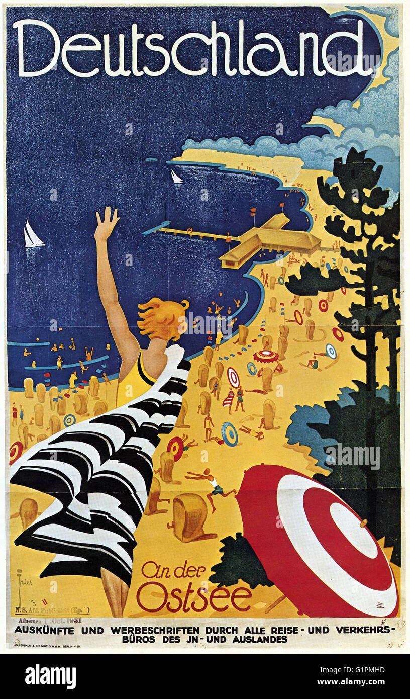 German Forest Germany Deutfcher Wald Vintage Travel Advertisement Poster Print 