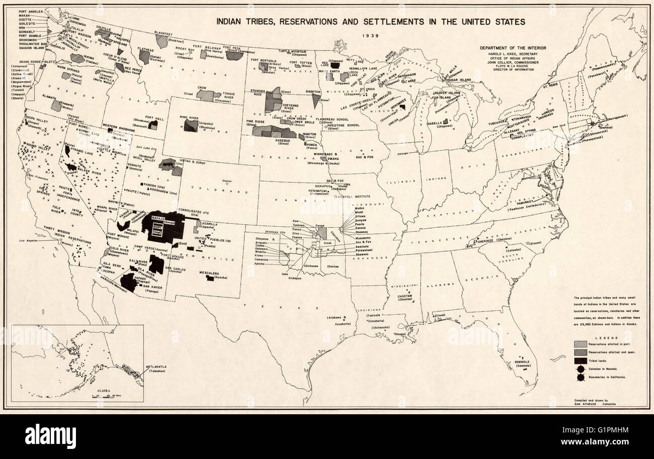 MAP RESERVATIONS, 1892. Indian tribes, reservations and settlements in the United States