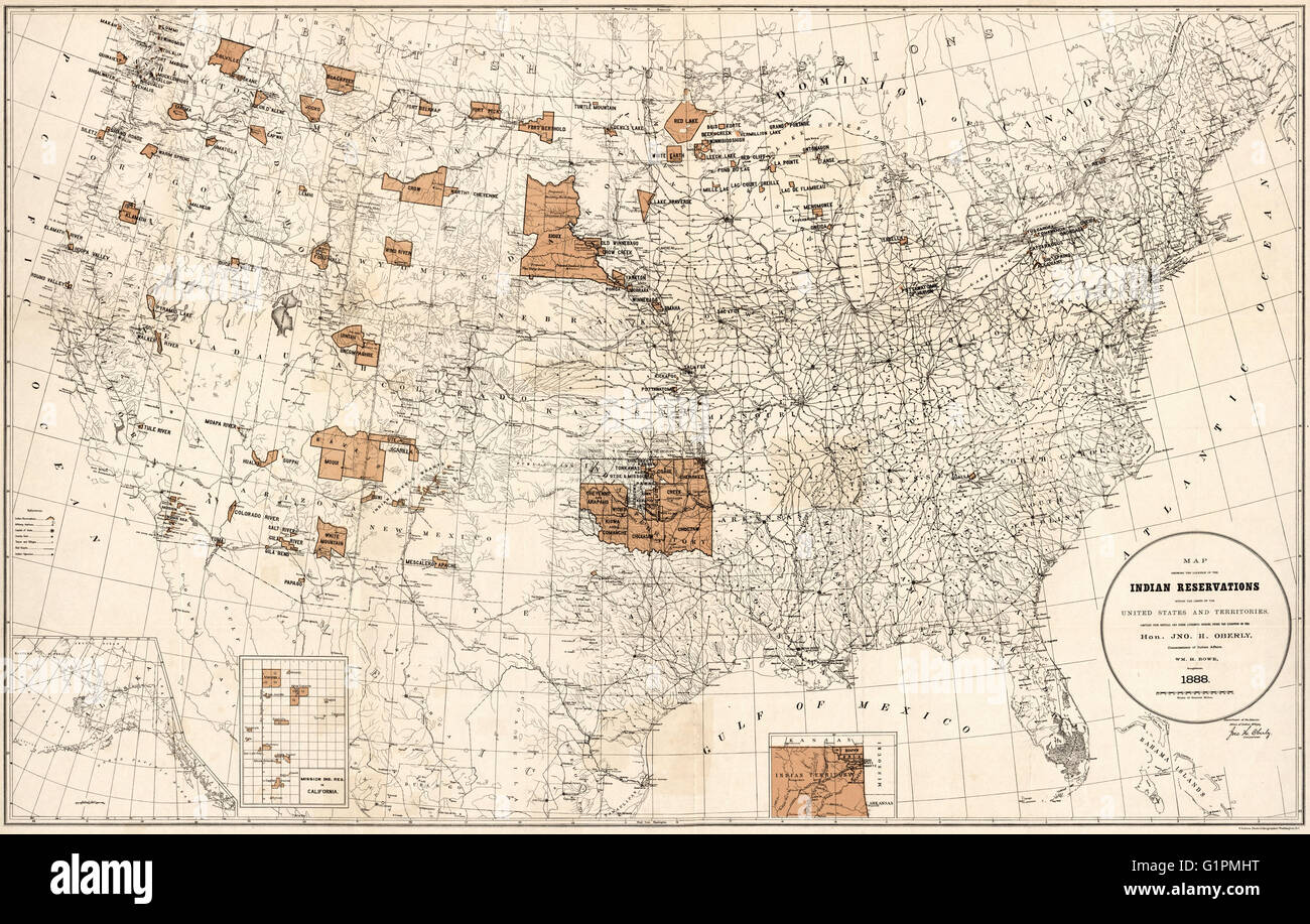 MAP: RESERVATIONS, 1888. Indian reservations within the United States ...