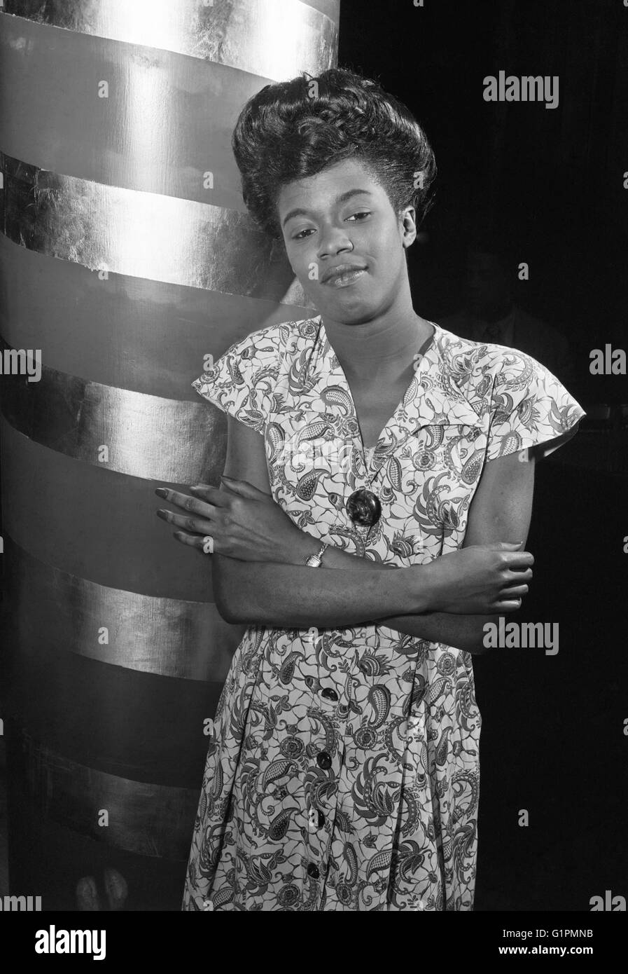 SARAH VAUGHAN (1924-1990).  American singer. At the Cafe Society in New York City. Photograph by William P. Gottlieb, 1946. Stock Photo