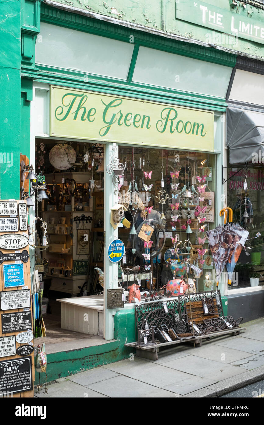 Hay-on-Wye a small town famous for book shops and a literary festival in Powys Wales UK. The Green Room Shop Stock Photo