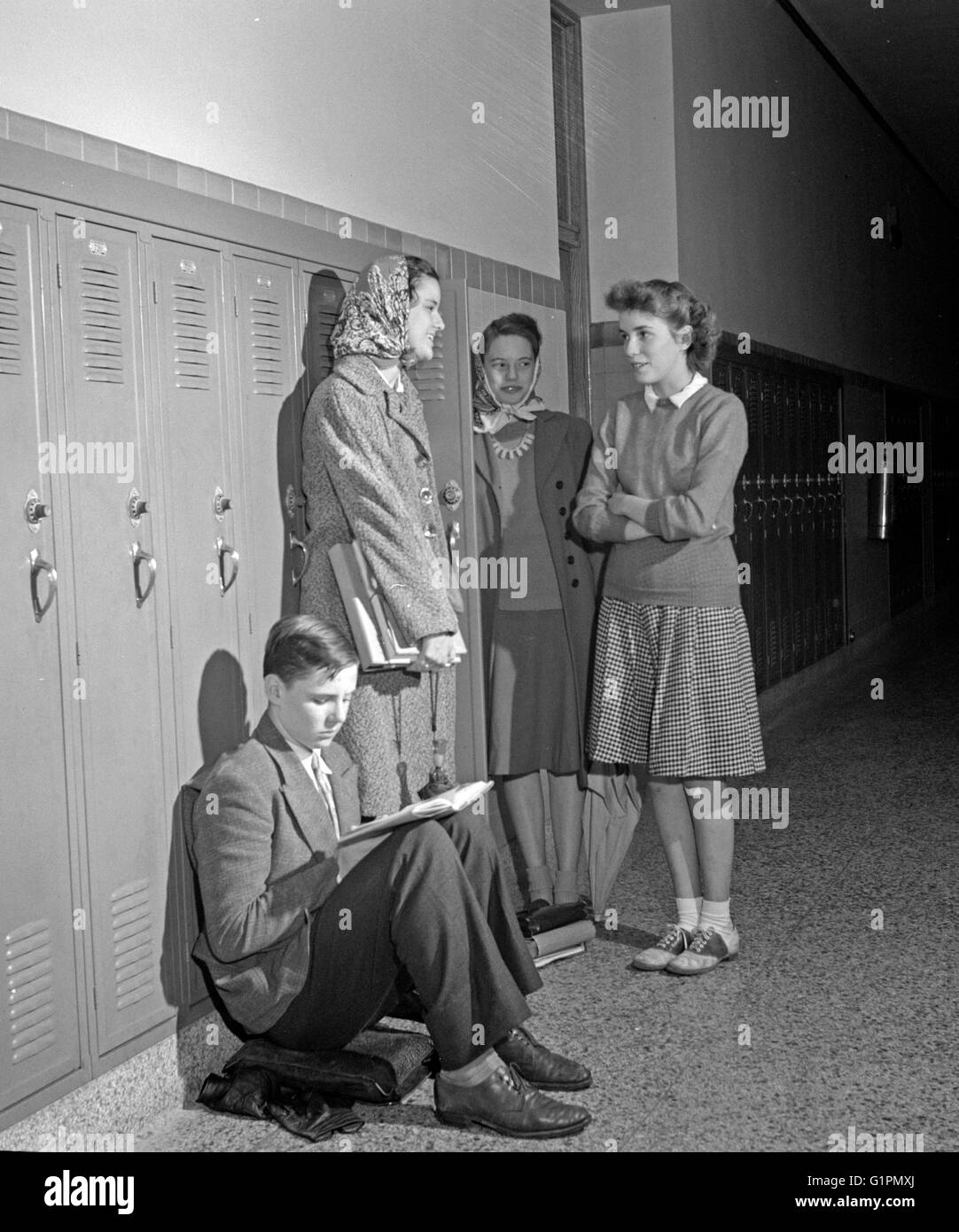 HIGH SCHOOL STUDENTS, 1943. Students at Woodrow Wilson High School in Washington, D.C. Photograph by Esther Bubley, 1943. Stock Photo