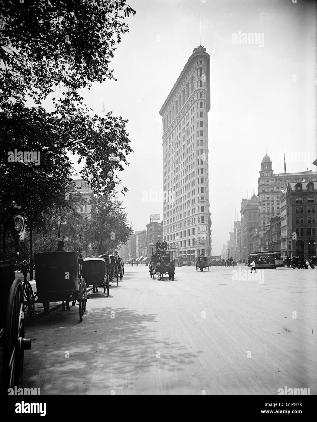 NYC: FLATIRON BUILDING, c1902.  The Flatiron Building in New York City. Photograph, c1902. Stock Photo