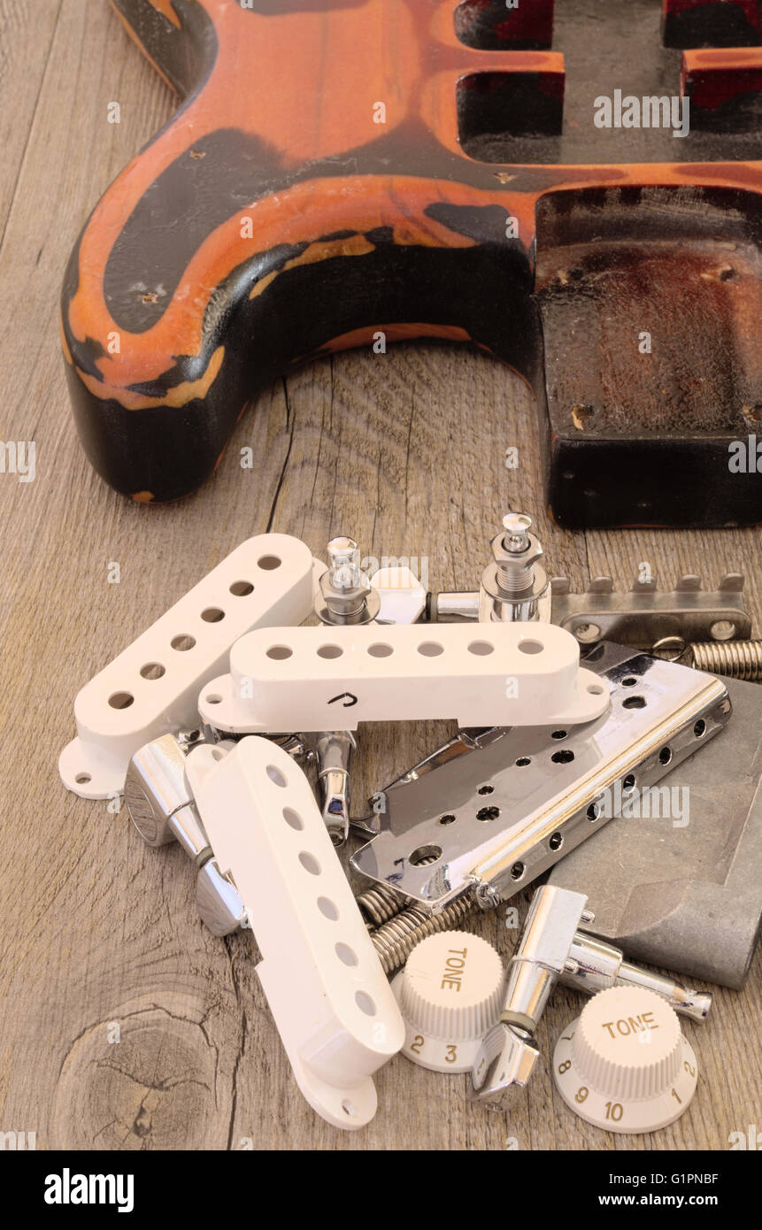 Vintage electric guitar spare parts Stock Photo Alamy