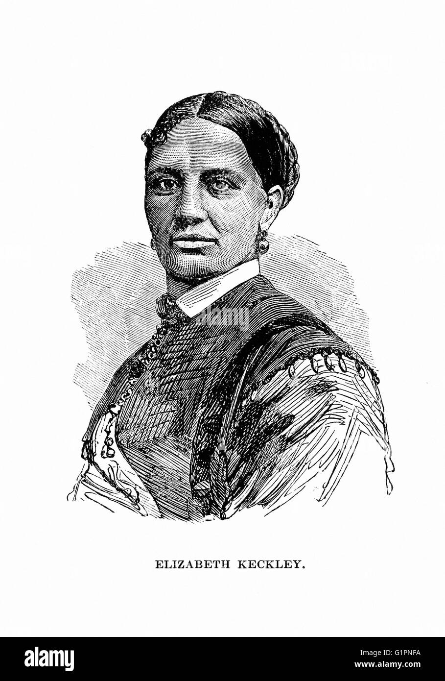 ELIZABETH KECKLEY (1818-1907). American seamstress, civil activist, and memoirist; a former slave and confidante of Mary Todd Lincoln. Engraving, c1868. Stock Photo