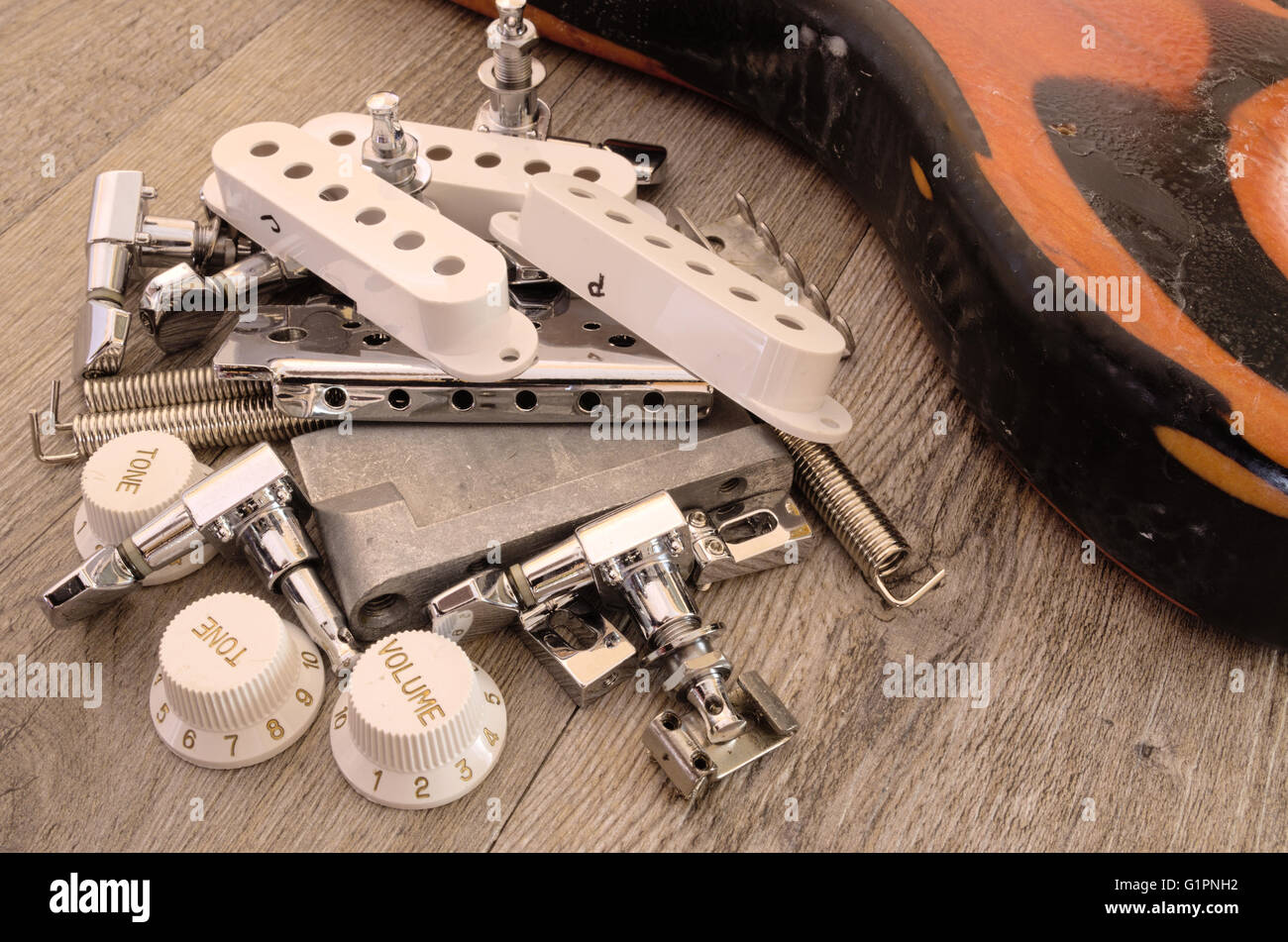 Vintage electric guitar spare parts Stock Photo Alamy