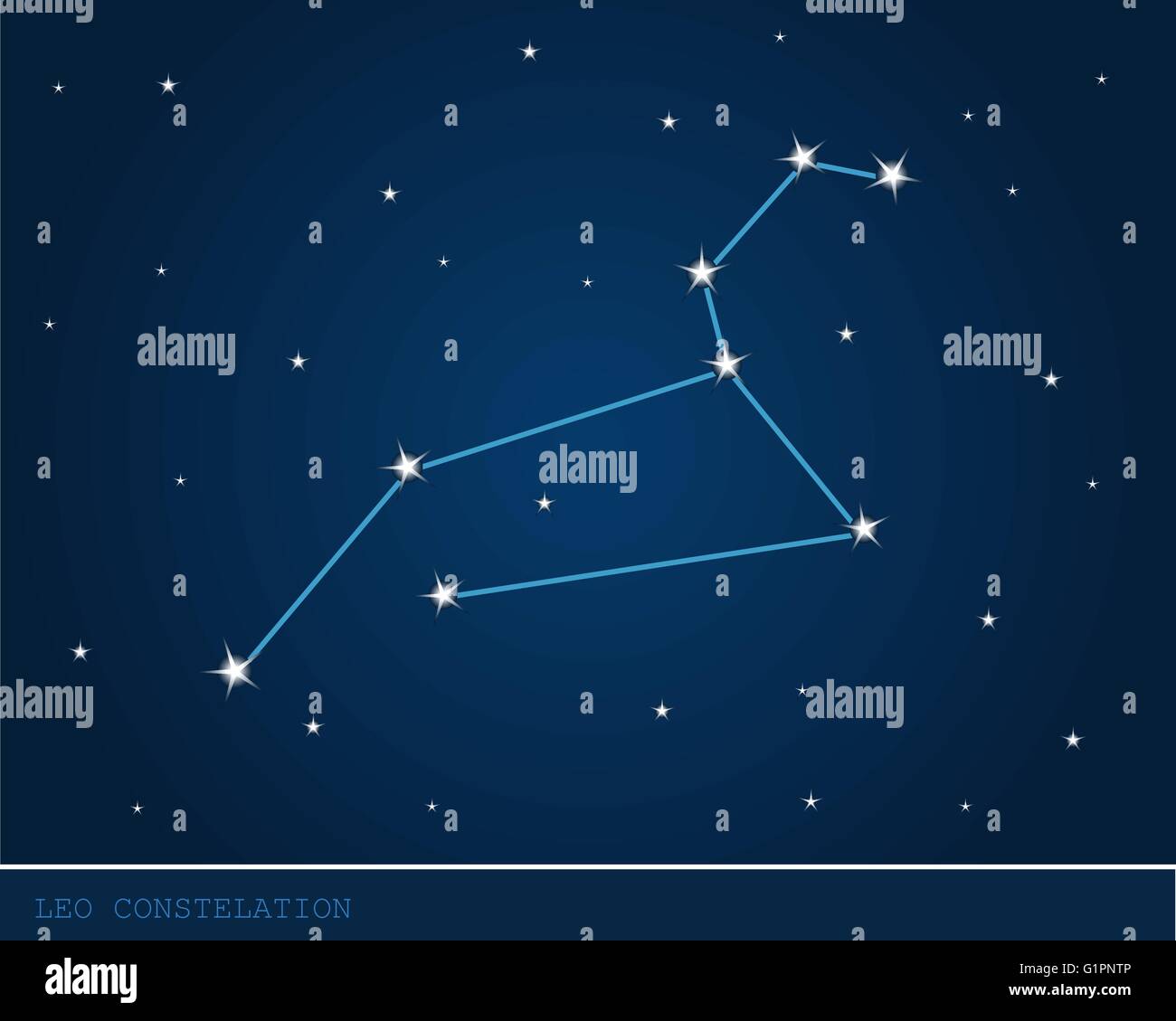 Leo constellation bright stars in cosmos Stock Vector