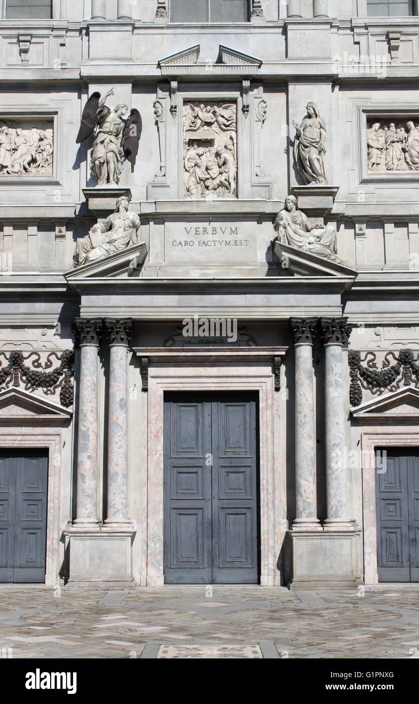 Facade of Saint Mary over St. Celso church in Milan, Italy Stock Photo