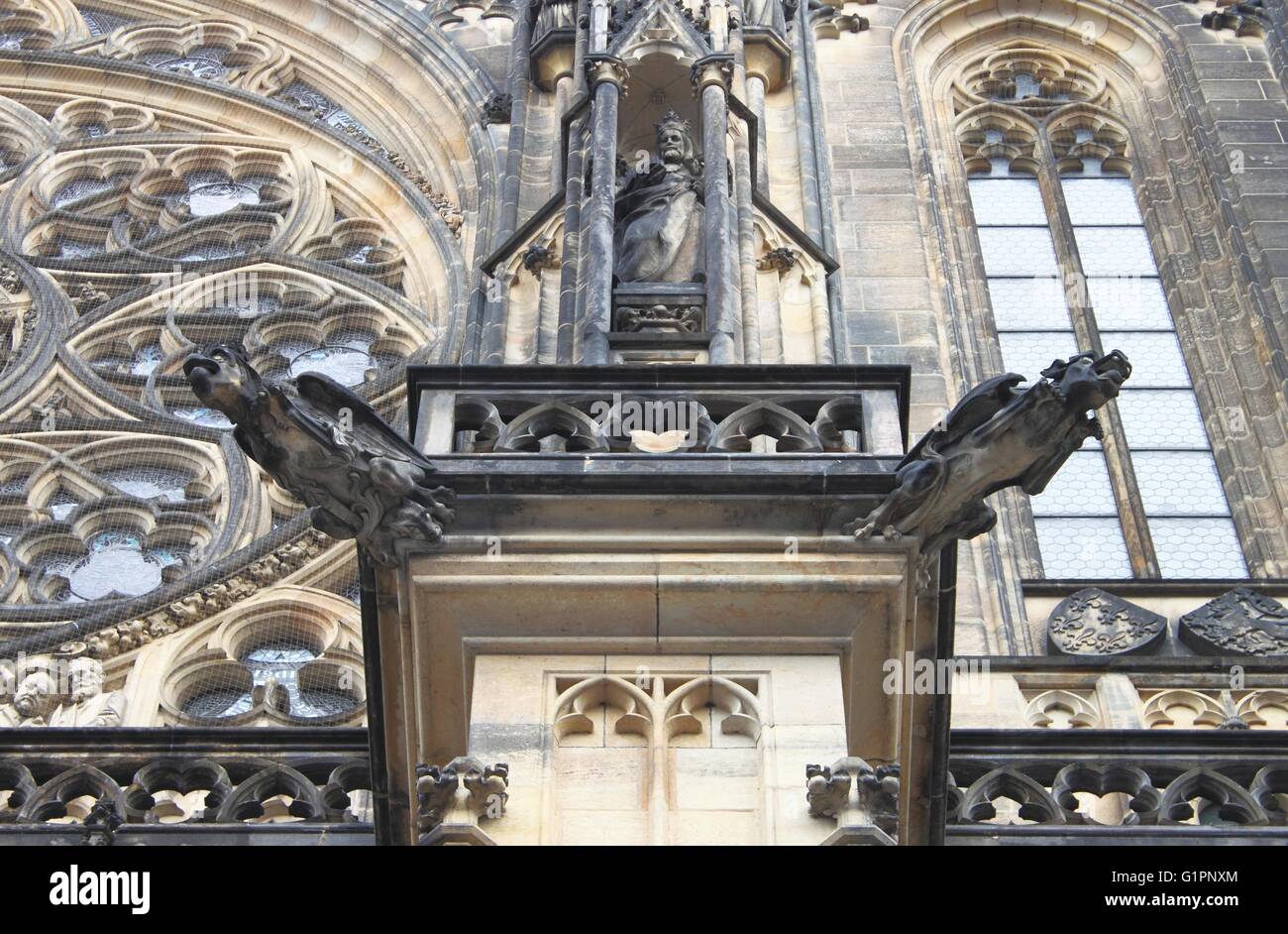 Gargoyles in St. Vitus Cathedral in Prague, Czech Republic Stock Photo