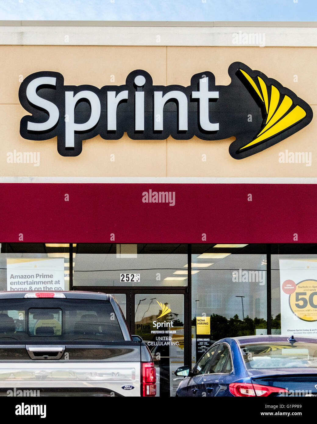 The exterior of a Sprint telecommunications store in Oklahoma City, USA. Stock Photo