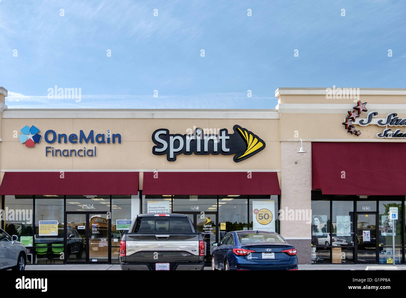 The exterior of a Sprint telecommunications store in Oklahoma City, USA. Stock Photo