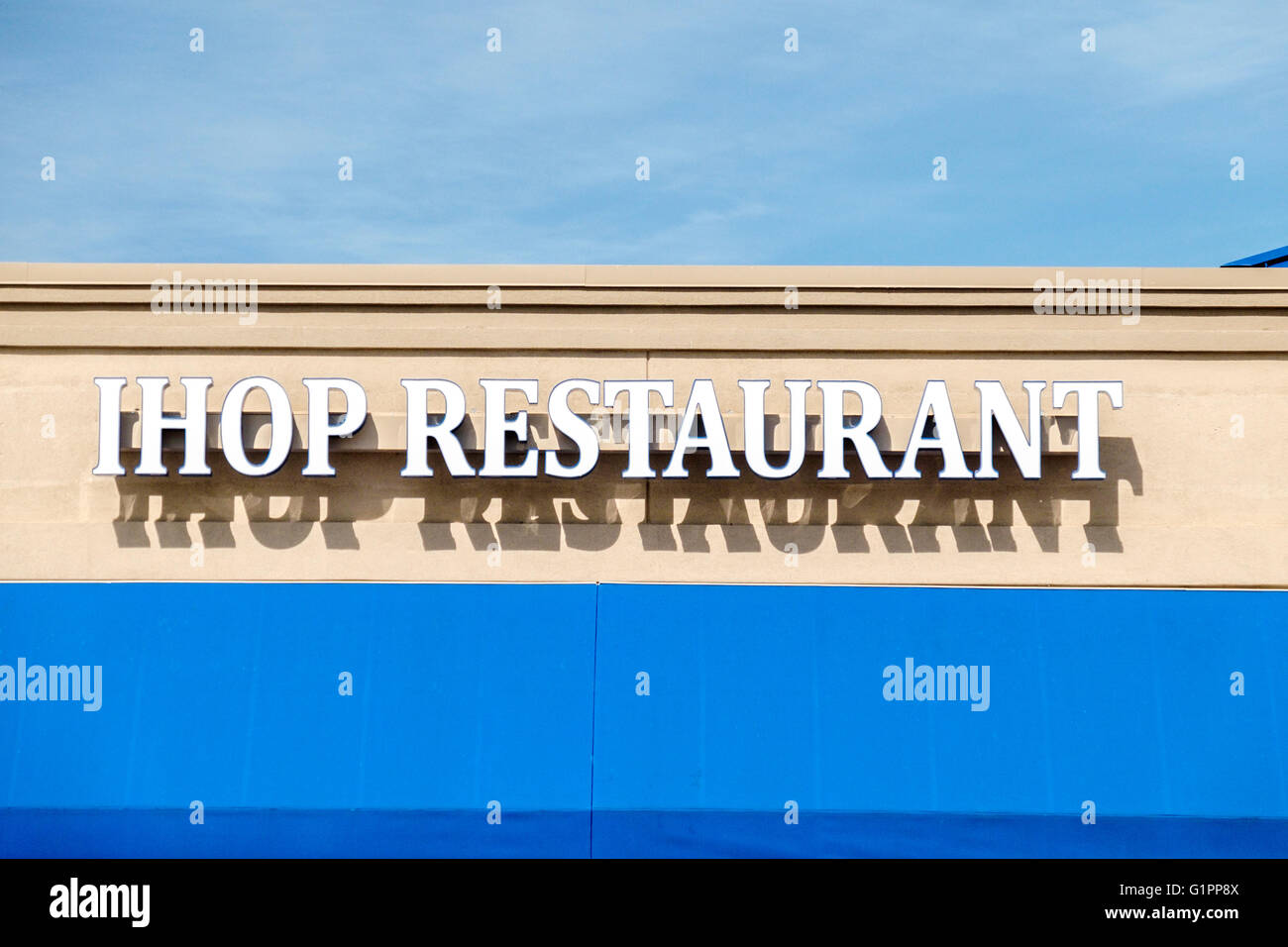 The exterior sign on IHOP restaurant in Oklahoma City, Oklahoma, USA. Stock Photo