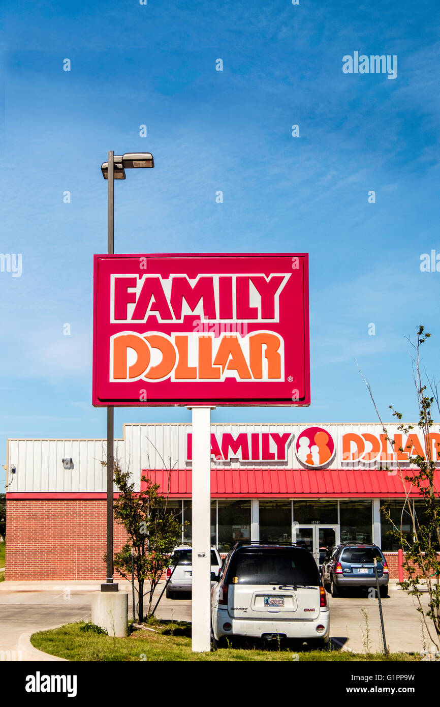 A Family Dollar store exterior in Oklahoma City, Oklahoma, USA Stock