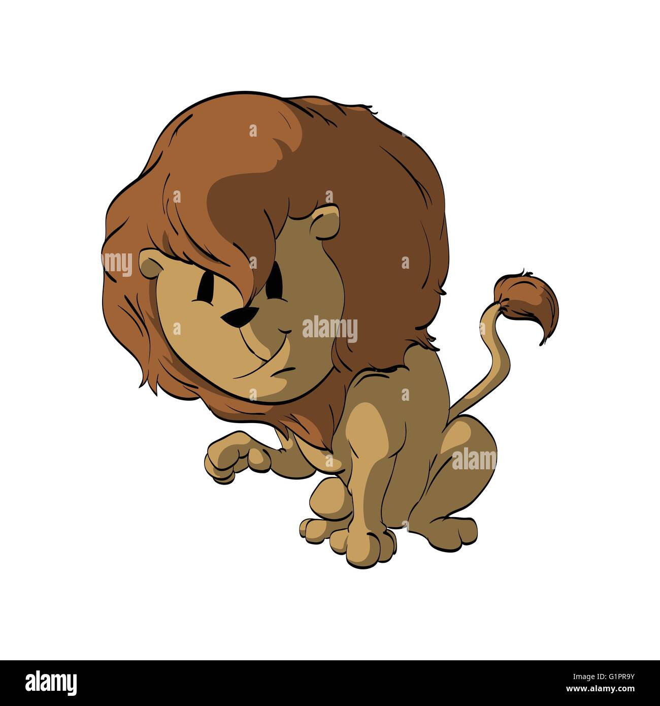 Colorful vector illustration of a cartoon lion. Stock Vector