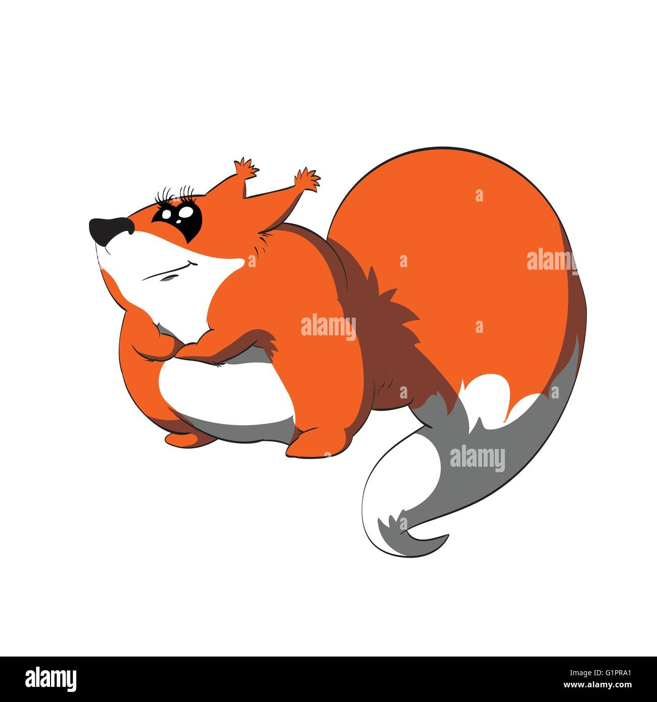 Vector cartoon illustration of a fat, fluffy, orange squirrel Stock Vector